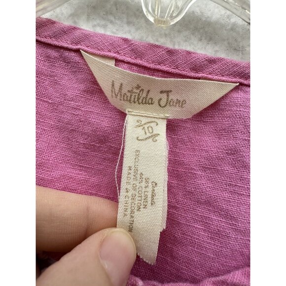 Matilda Jane Sleeveless Linen Cotton Shift Dress Girl’s Size 10 Pink - Picture 4 of 6
